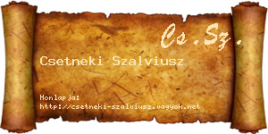 Csetneki Szalviusz névjegykártya